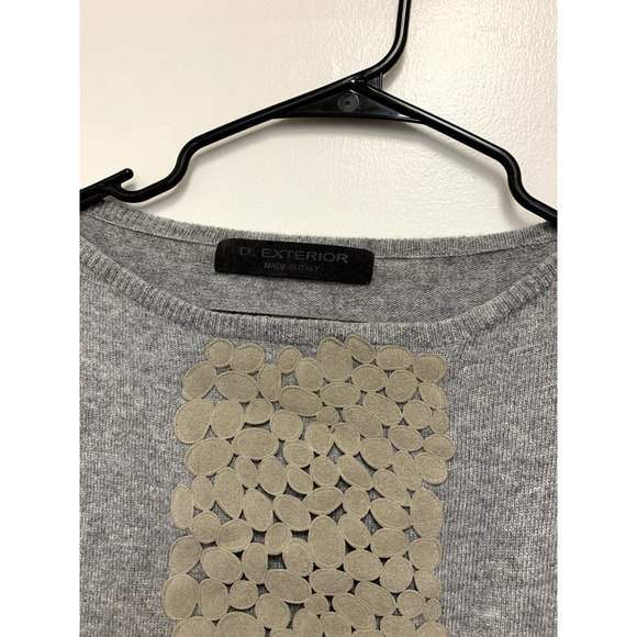 D. Exterior Cashmere Blend Embroider Long Sleeve Sweater Grey Size Small - Picture 3 of 5